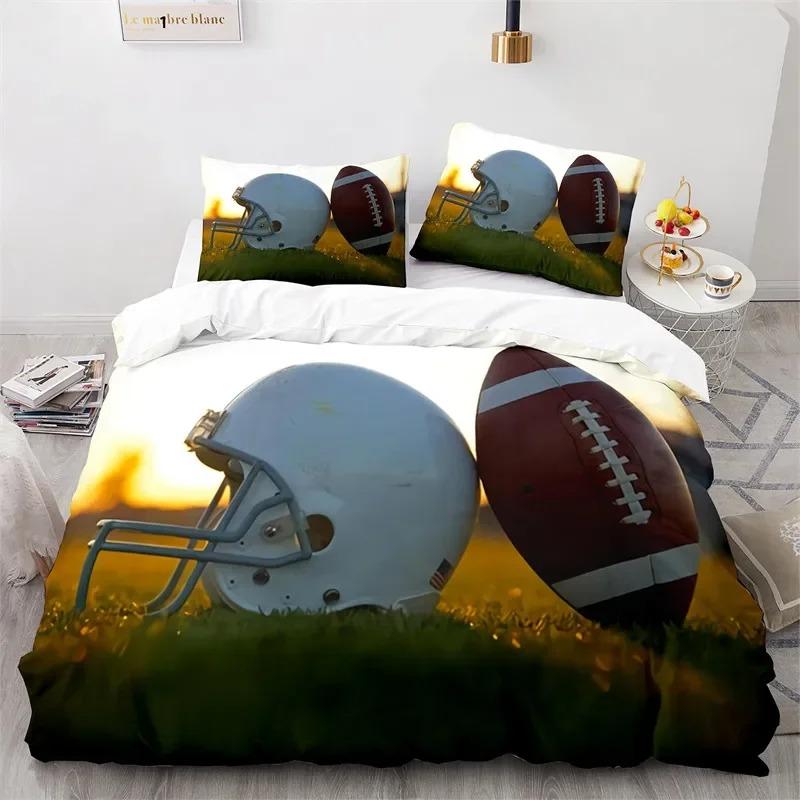 Set Copripiumino Sportivo Set Biancheria da Letto Giocatore di Football Americano per Ragazzi Ragazze Bambini Copripiumino Sportivo con Federe