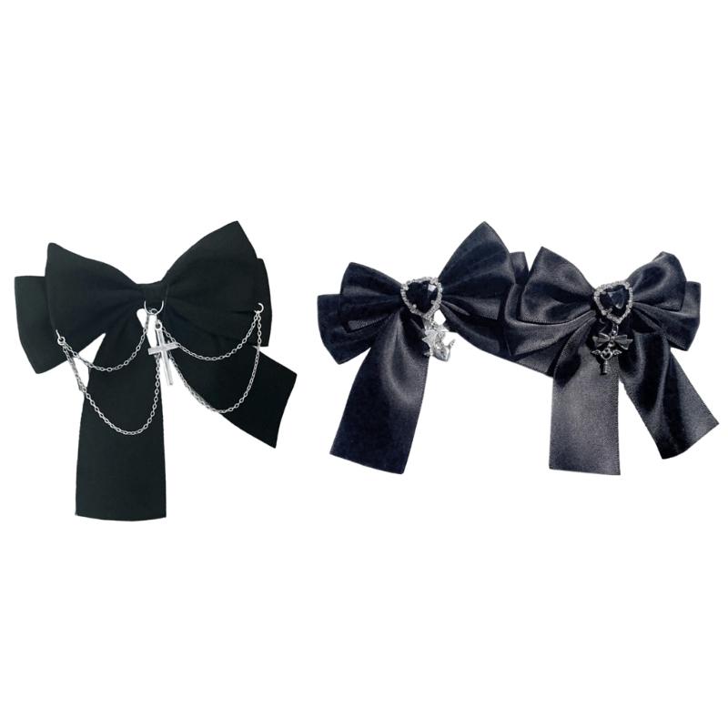 Schleifen Gothic Haarspange Y2K Stil mit Ketten Süße Balletcore Haarspange Damen Dame