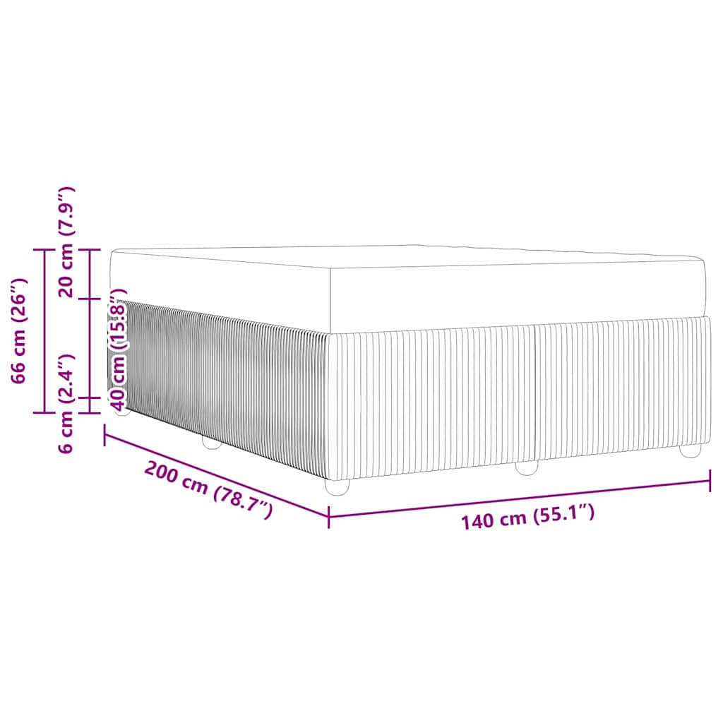 Bed Frame with Mattress Black 140 X 200 Cm Fabric