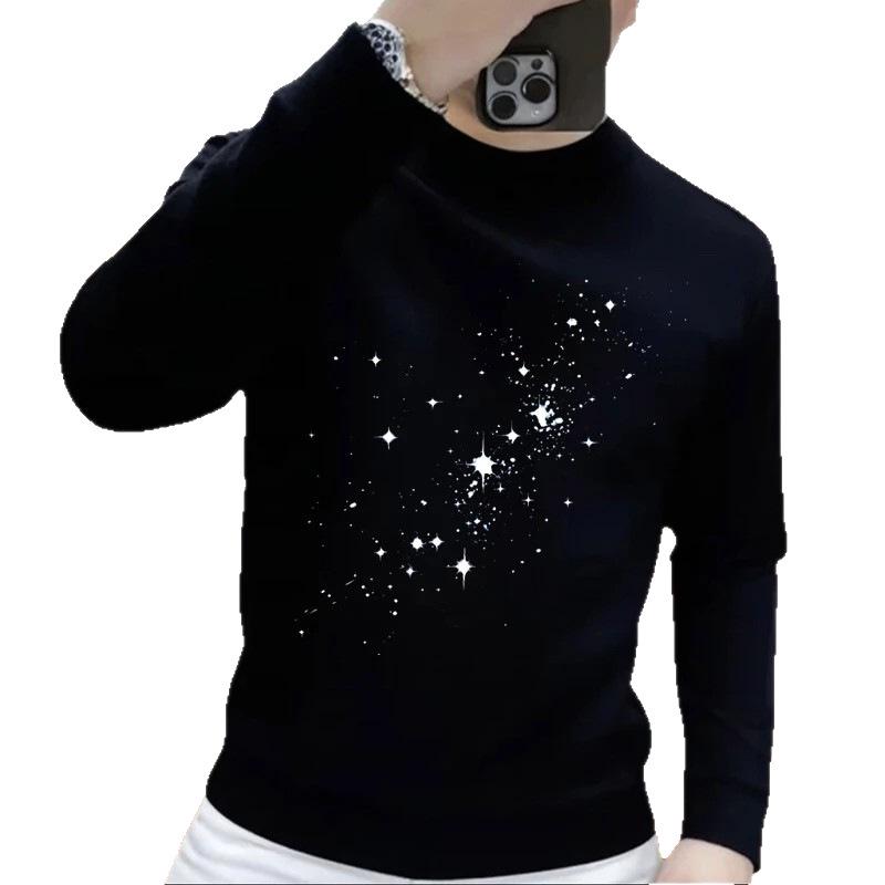 Men's Trendy Star Print Slim Fit Hoodie - Autumn/Winter Fashion Long Sleeve Top