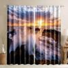 3D Print Modern Natural Scenery Vast Sea Landscape Sunset 2 Pieces Thin Shading Curtain Living Room Bedroom Home Decor Hook