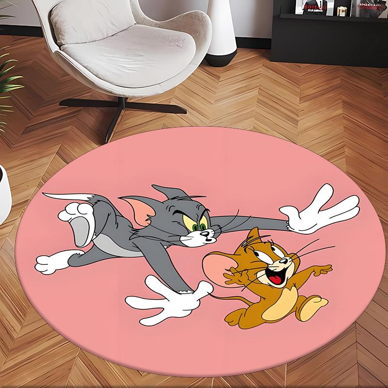 Tom And Jerry (37) Round Office Rug Decorative Floor Rug for Office Bedroom Living Room and Home Space