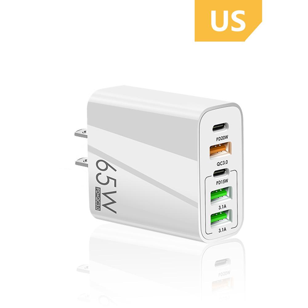 65W USB Fast Charger 4-Port Charger Adapter for iPhone 12 13 14 Pro Max Xiaomi Samsung  Realme EU/US/UK Plug Fast Adapter