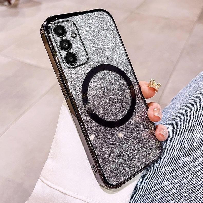 Applicable To OPPOReno12Pro Mobile Phone Case Magnetic Suction Electroplating Gradual Change Glitter A58 Simple 3A79 New Anti-drop Cover
