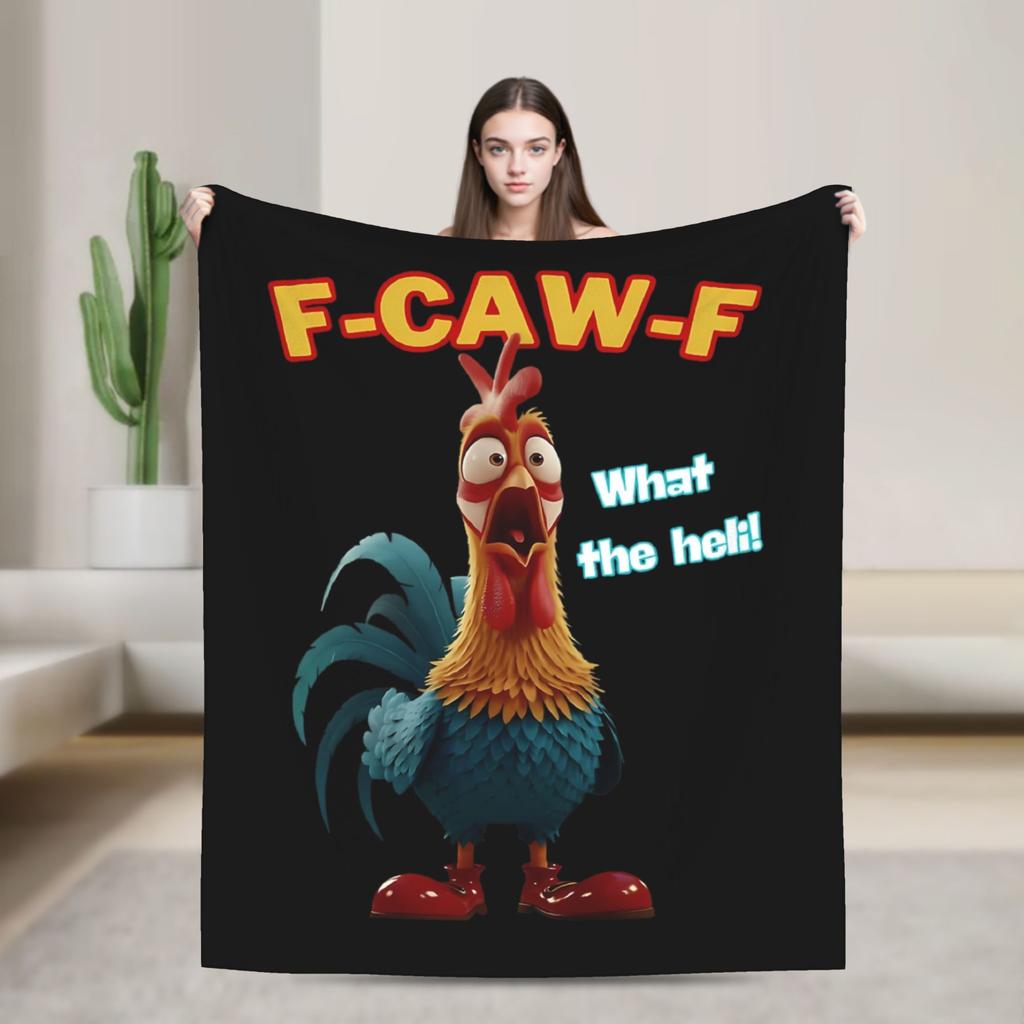F-Caw-F Chicken Funny Blanket Fleece Decoration Multi-function Lightweight Throw Blanket for Bed Bedroom Plush Thin Quilt