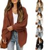 Women's New Autumn/Winter Bell-Sleeve Sweater Women's Outerwear Chunky Knit Pocket Cardigan