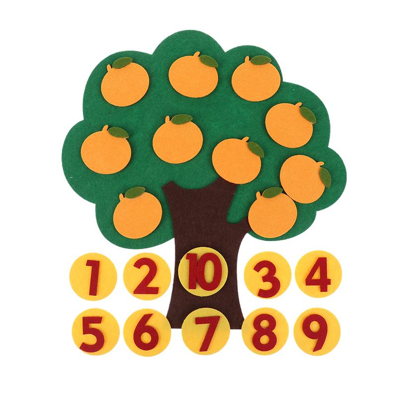 1 Set Kindergarten Color Number Fruit Cognitive Teaching Aids Available Fruit Tree Puzzle Felt Children Early Education Toys