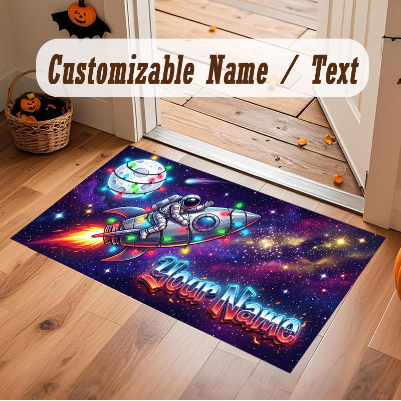 Motorcycle Biker Theme Soft Crystal Velvet Rug Custom Name & Text Print Non Slip Floor Rug for Bedroom Living Room