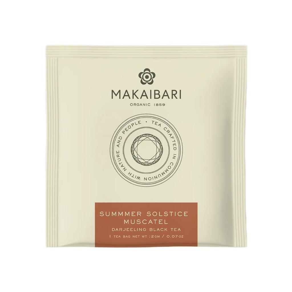 Makaibari Summer Solstice Muscatel Second Flush Whole Leaf Black Tea Bags Organic Darjeeling Tea 25 Bags 50 Gm