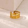 Double Heart Rings For Women Gold Color Stainless Steel Open Adjustable Ring Female Fashion Party Wedding Aesthetic Jewelry Gift