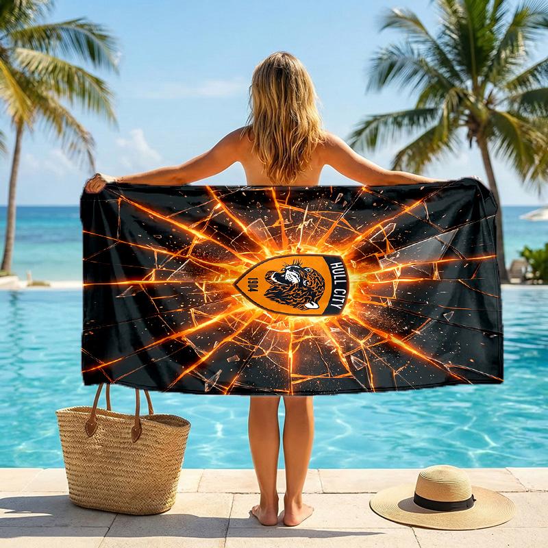Hull City Football Beach Towel Soft Microfiber Summer Towel Quick Dry Absorbent Towel for Beach Swimming Pool Travel