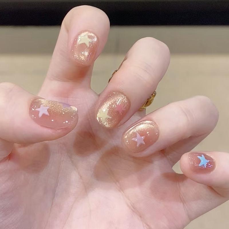 Gradient Amber Gold Foil Removable Nail Stickers - Autumn/Winter Collection