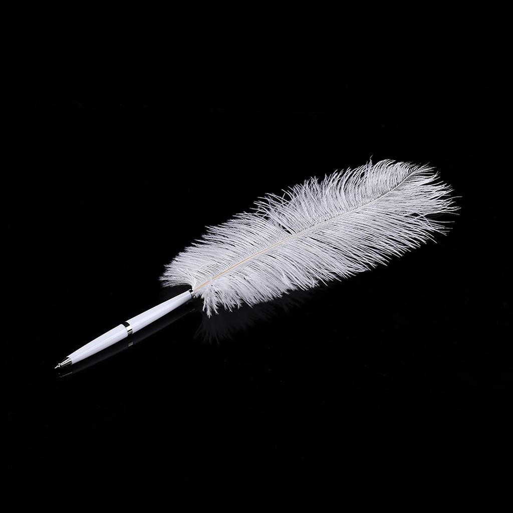 Ostrich Wedding Quill Signing Ballpoint Writing Pen With Metal Holder New Gold