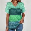 V-neck T-shirt Women's Short-sleeved Summer Fashion Trend Short-sleeved Tops Stripes Versatile Oversize Loose Ladies Clothing