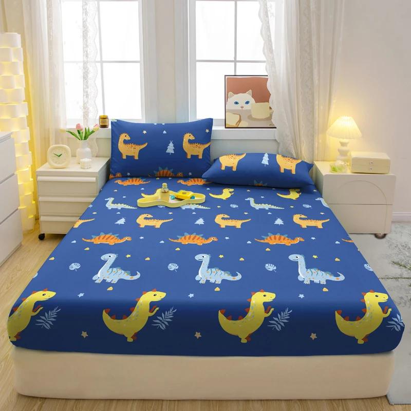 Cartoon 1 Fun Animal Printed Matte Fitted Sheet, Bedroom Printed Bed Cover, Bedding Excluding Pillowcases