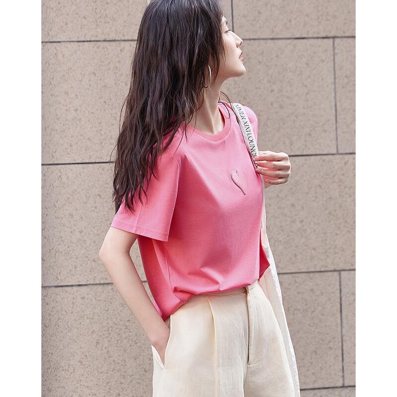 Demana Women's Short Sleeve Heart Patch T-Shirt