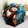 1pc Winter Snowman Automatic Open/close Umbrella, 8-Rib Sturdy Structure, Portable Travel Umbrella, Parties, Everyday Use, Outdoor Accessory