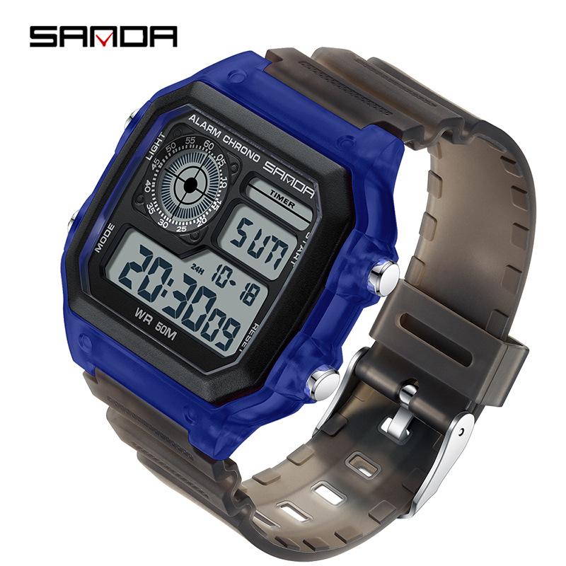 Men's Fashion LED Square Night Light Electronic Watch