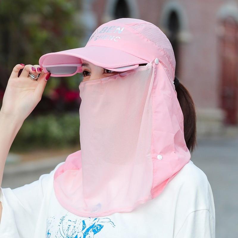 Protective Shield Women Sun Protection Cap Breathable Uv Protection Sunscreen Ice Silk Cap Dust-Proof Summer Outdoor Sports Hat
