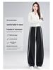 Women's Street-Style High-Waisted Wide-Leg Pants - 2026 Spring College Style, Age-Reducing, Drape, Straight-Leg Sweatpants