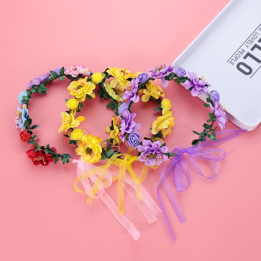 Wedding Accessories Flowers Leaves Headbands Rose Flower Crown Bridal Halo Headpiece Girls Floral Wreath Bohemia Garland