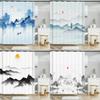 Chinese Ink Landscape Style Shower Curtain Scenic Pattern Waterproof Fabric Bath Curtain Washable Bathroom Curtains Multi Size