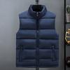 Autumn Winter Men Vest Solid  Color Thickened Stand Collar Zipper Slim Fit Sleeveless Jacket for Daily Wear