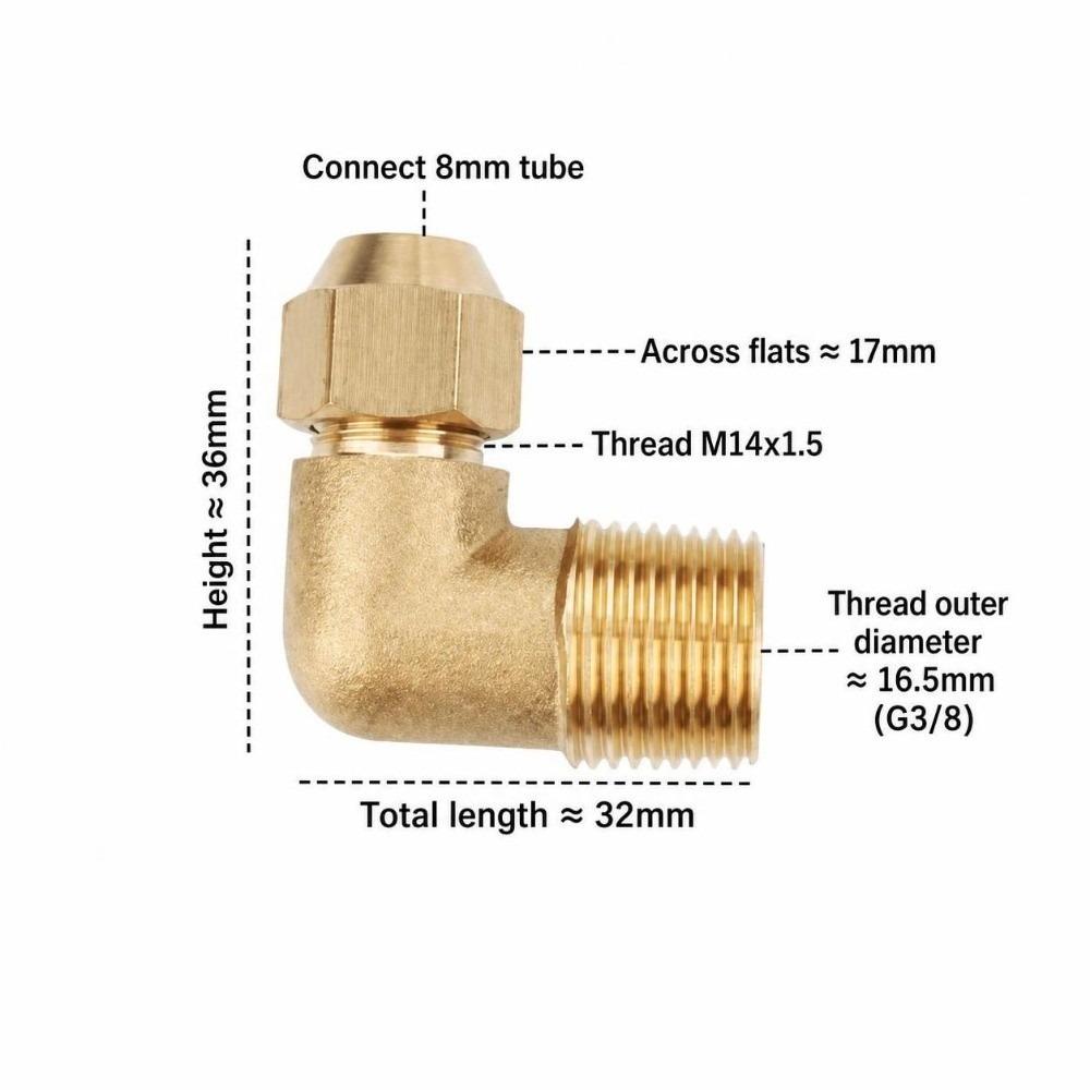 Brass Flare Elbow 90 Degree Copper Tubing Easy Install Brass Elbow Refrigeration System