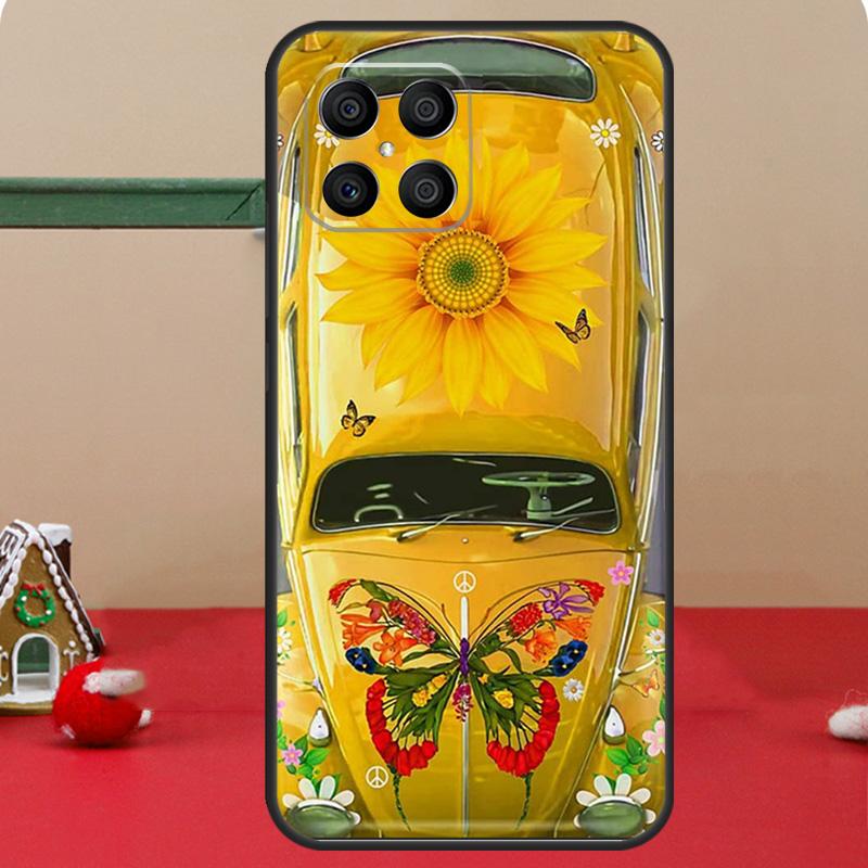 Hippie Peace Bus und Sonnenblume Für Huawei Honor Magic 5 Pro X8 X9a 50 70 P Smart 2019 Nova 9 5T P60 P20 P40 P30 Lite Hülle