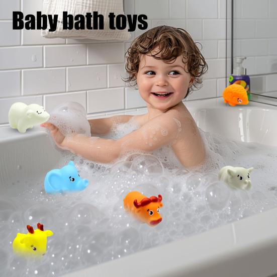 Squeaky Vinyl Animal Bath Toy for Toddlers Soft Water Play Figure Interactive Squeeze Toy for Baby Shower Fun Cute Floating Figurine for Pool Bathtub