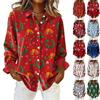 Women's Shirt With Floral Print Buttons, Long Sleeved Casual Regular Shirt Blouses Casual Plus Size Basic Tops