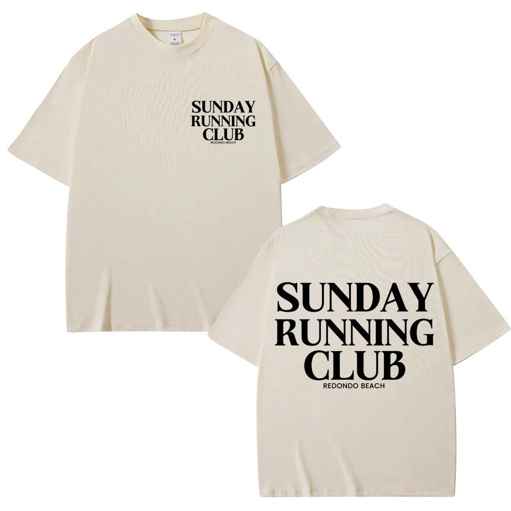 T-shirt Graphique Club de Course du Dimanche Hommes Femmes Mode Sportive Harajuku T-shirts Coton Décontracté Surdimensionné T-shirts à Col Rond