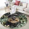 Schnauzer and Grass Pattern Round rug,Carpet Rug for Living Room Bedroom  Playroom ,Non-slip Floor Mat,Holiday Gifts and Birthday Gifts.