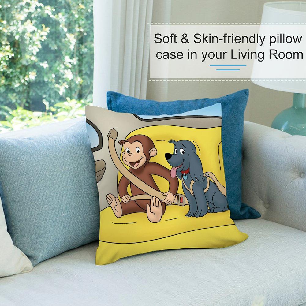 George Het Nieuwsgierige Aapje Kussensloop Kort Pluche Sofa Decoratief Cadeau Huis Dubbelzijdig Bedrukt Kussen