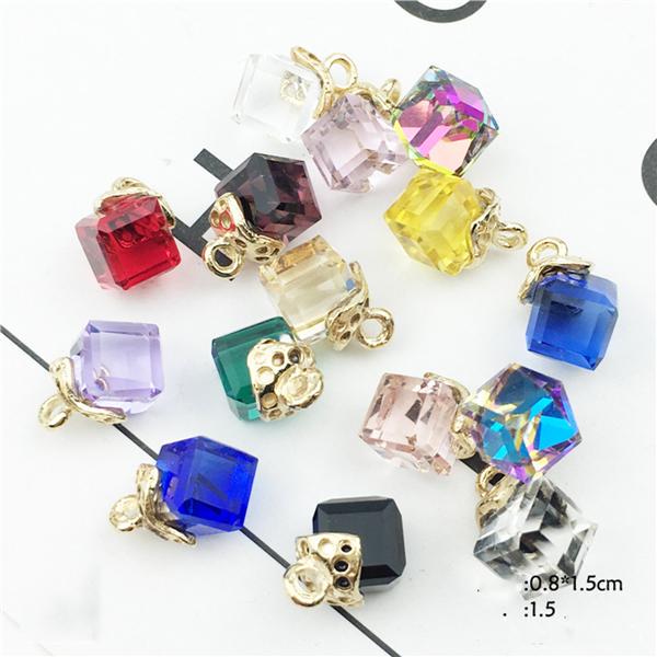 20pcs Cubic Crystal Charms Pendants Accessory Decoration for Bracelet DIY Jewelry Making Necklace