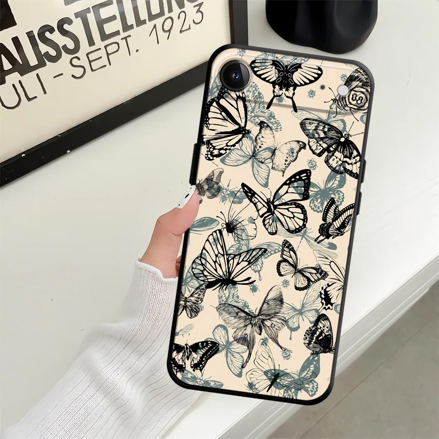 Case for Apple iPhone 18 17 Pro Max 12 11 16 14 13 XR XS MAX Air 15 Pro 7 8 Funda Phone Cover Retro Butterfly Flower