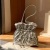 New Korean Small Shoulder Bag Fashi Simple Handle Bucket Bag with Drawstring Comfortable and Versatile Texture Storage Bags