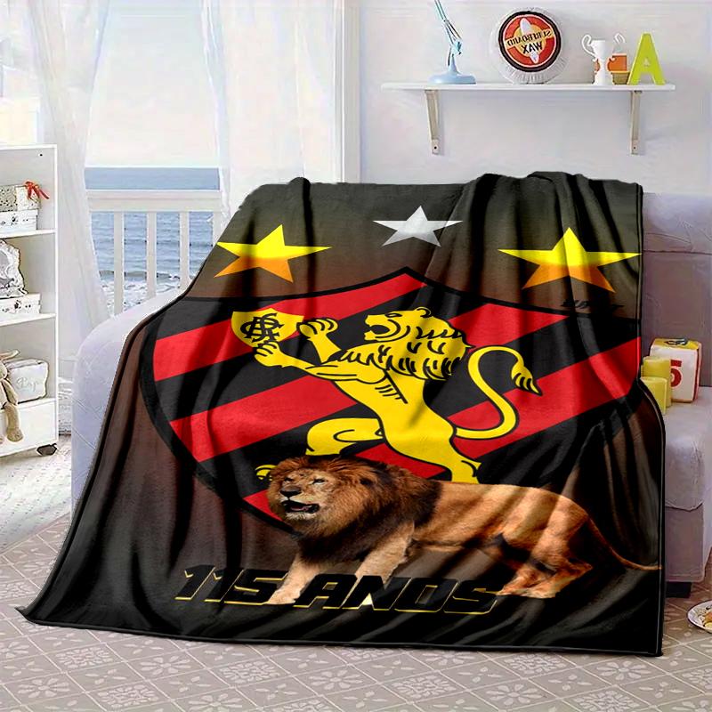 Fußballverein Wappen Löwe Decke Flanelldecke für Bett, Sofa, Camping, Wandern, Picknick Zubehör, Geschenk für Familie Fanartikel
