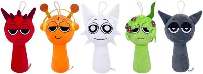 Spranky Plüschpuppen Set mit 5 Stück - Singende Monster Charakterpuppen - Oren, Radi, Vineria, Grau, Wenda (Multicolor (Set A))