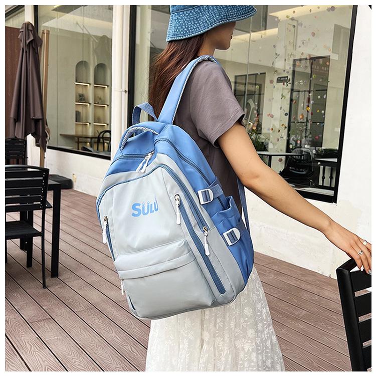 Damen Retro Farbblock Rucksack für Studenten (Grosse Kapazität)