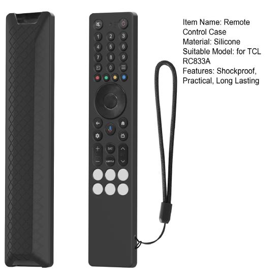 Silicone Remote Control Cover Protective Case Shockproof Impact Resistant Waterproof Remote Control Shell with Lanyard for TCL RC833A