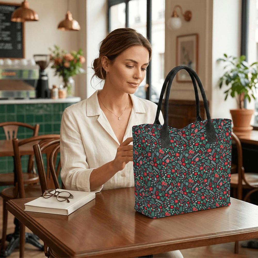 Bloemenprint Tote Bag Grote Capaciteit Schoudertas voor Dagelijks Gebruik