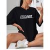Black Casual TShirt with Bold White WHY NOT Letter Print Durable Plussize Casual Tshirt Travel Daily Fashion Streetwear