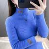 Herfst Winter Rolkraag Trui Letter Jacquard Nauwsluitend Slank Makend Gebreid Temperament Basis Shirt