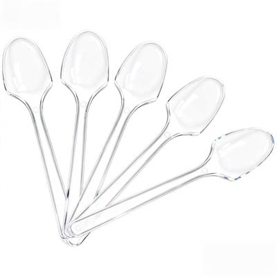 NUOLUX Einweg-Plastiklöffel, 100 Stück, 12 cm, Transparent, für Eis und Desserts, Perfekt zum Probieren, Kommerzieller Gebrauch