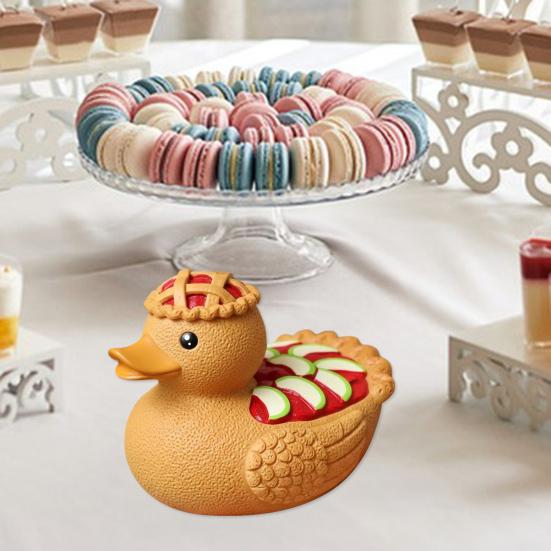 Dessert Duck Figurine Cartoon Duck Statue Vinyl Animal Sculpture Home Office Desktop Bookshelf Decoration Ornament