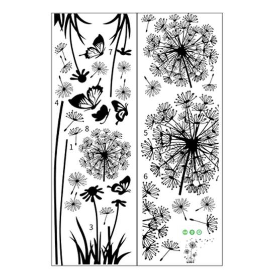 2 Blatt Pusteblume Wildblume Und Stick Blumen Wandaufkleber Abziehbar Schmetterlinge Wandsticker