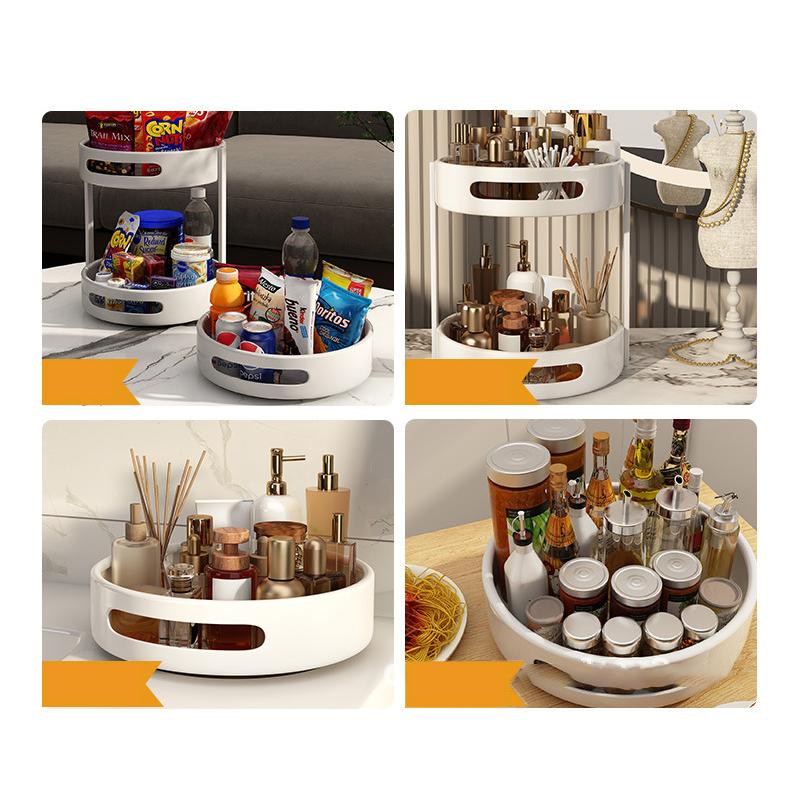 Rotating Condiment Rack Countertop Double Layer Multi-Functional Storage Rack Cabinets Multi-Layer Storage Rack