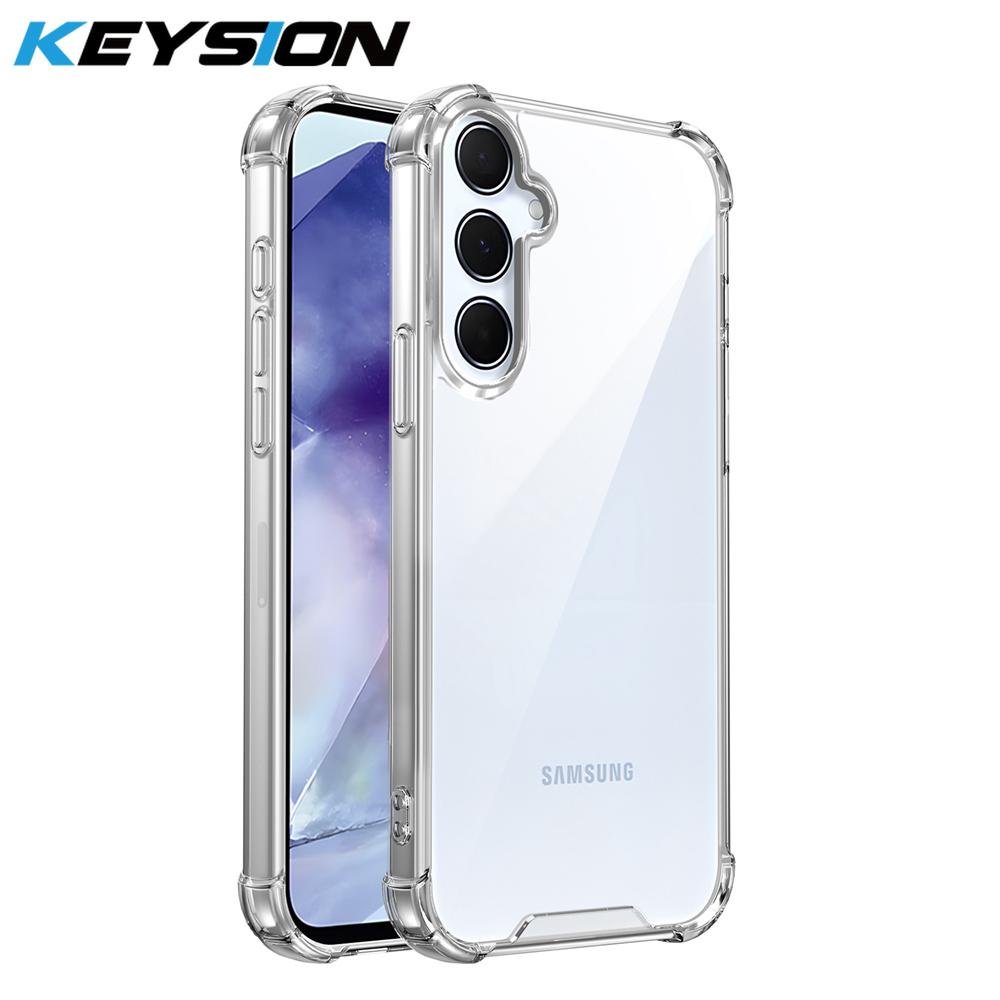 KEYSION Vier-Ecken Stoßfeste Transparente Hülle für Samsung A55 5G A35 Weiches TPU+PC Klare Handy-Rückseite für Galaxy A15 4G 5G