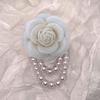 Koreaanse Stof Camelia Bloemen Broche Spelden Parel Kwastje Corsage Mode Broches voor Vrouwen Shirt Kraag Accessoires